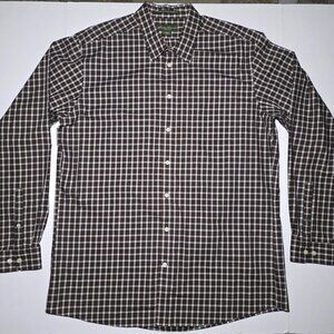 Eddie Bauer Mens Brown and White Plaid Long Sleeve Button Up Shirt Size TXL